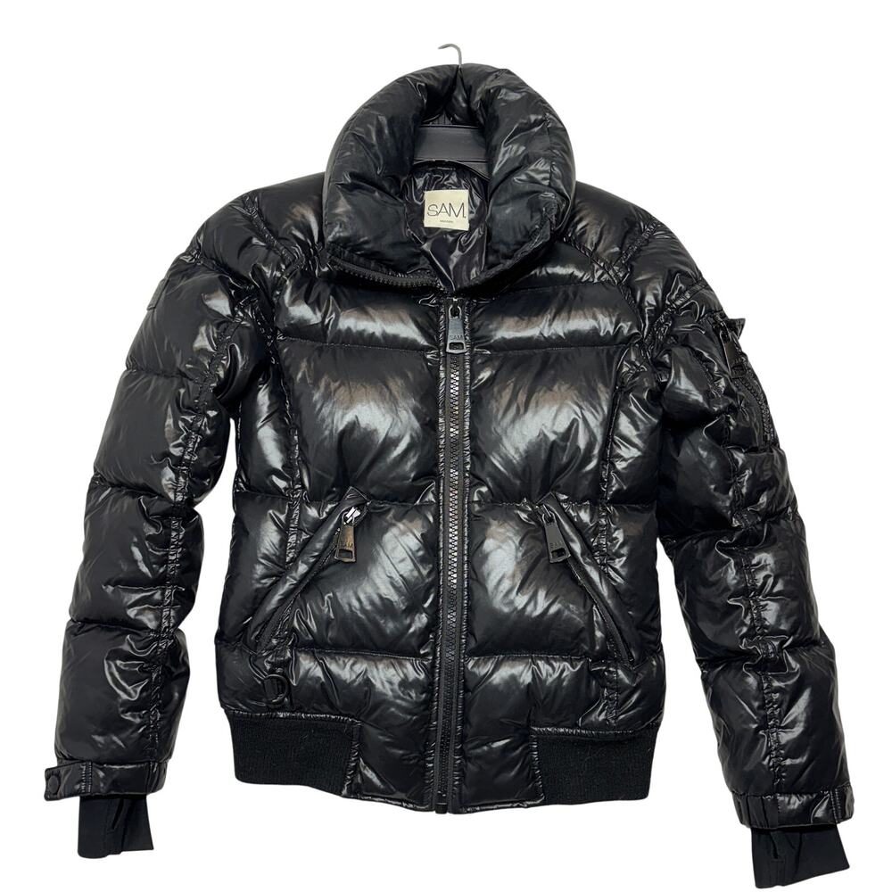 Sam Freestyle Bomber Puffer Jacket XS Womens Black Goose Down Quilted Outdoor